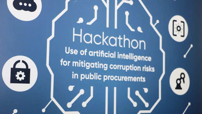 Attēlā redzams vizuālis no hakatona, ko KNAB organizēja februāra sākumā.